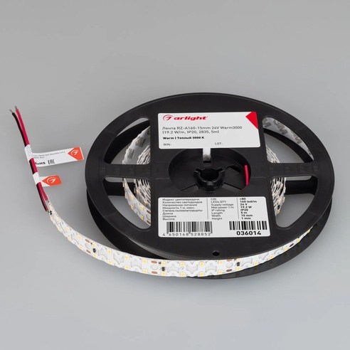Лента светодиодная RZ-A160-15mm 24V Warm2700 (19.2 W/m, IP20, 2835, 5m) (Arlight, -)