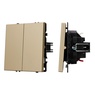 Механизм выключателя двухклавишный проходной SWT-NOBE-MKP2-SFPL-GD (230V, 10A) (Arlight, -)