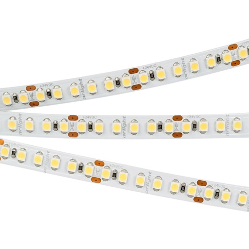 Лента светодиодная RT-A180-8mm 24V Warm2400 (14.4 W/m, IP20, 3528, 5m) (Arlight, Открытый)