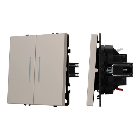 Механизм выключателя двухклавишный проходной LED SWT-NOBE-MKP2-SFPL-L-CA (230V, 10A) (Arlight, Кашемир)