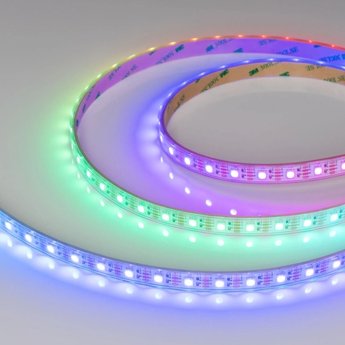 Лента светодиодная герметичная SPI-P-B60-12mm 12V RGB-PX1-BPT (8 W/m, IP66, 5060, 5m) (Arlight, бегущий огонь)