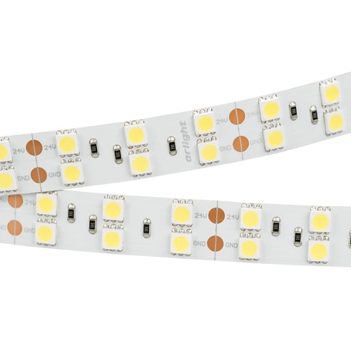 Лента светодиодная RT 2-5000 24V Day4000 2x2 (5060, 600 LED, LUX) (Arlight, 28.8 Вт/м, IP20)