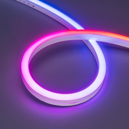 Лента светодиодная герметичная SPI MOONLIGHT-SIDE-B84-12x17mm 24V RGB-PX7 (18 W/m, IP67, 5m, wire x2) (Arlight, Силикон)