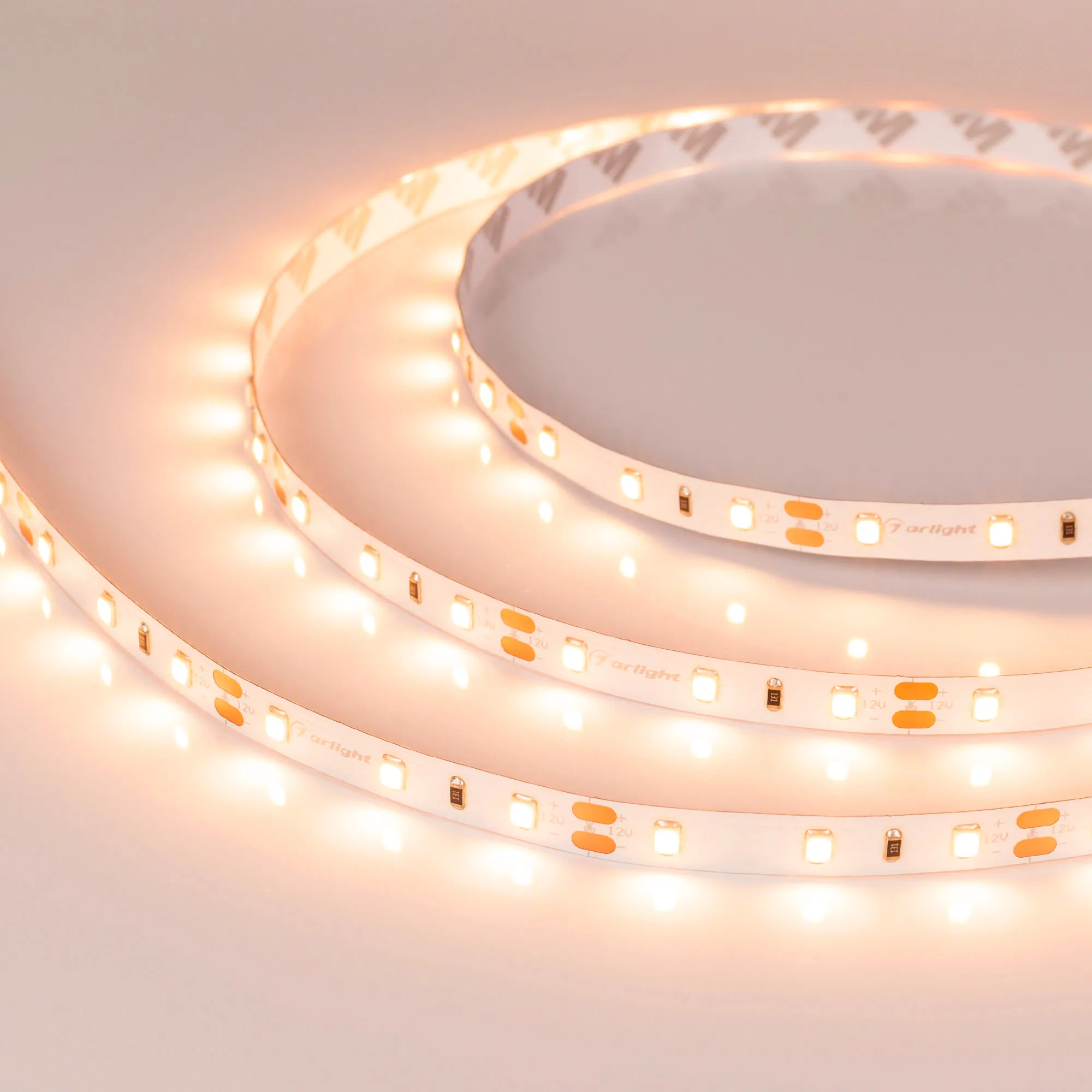Лента светодиодная RT-A60-8mm 12V Warm2400 (4.8 W/m, IP20, 2835, 5m) (Arlight, 4.8 Вт/м, IP20) - изображение товара
