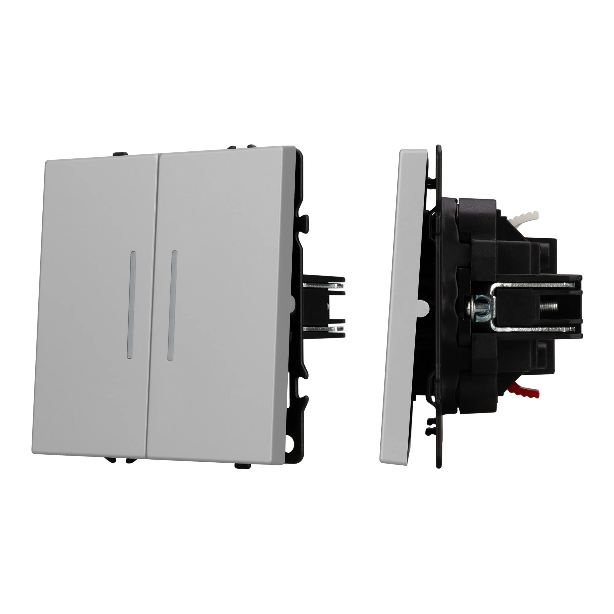 Механизм выключателя двухклавишный проходной LED SWT-NOBE-MKP2-SFPL-L-IS (230V, 10A) (Arlight, Никель)