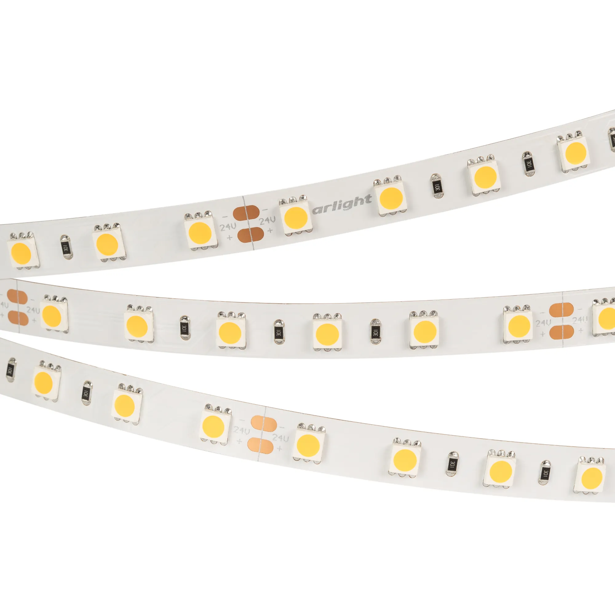 Лента светодиодная RT 2-5000 24V White6000 2x (5060, 300 LED, LUX) (Arlight, 14.4 Вт/м, IP20)