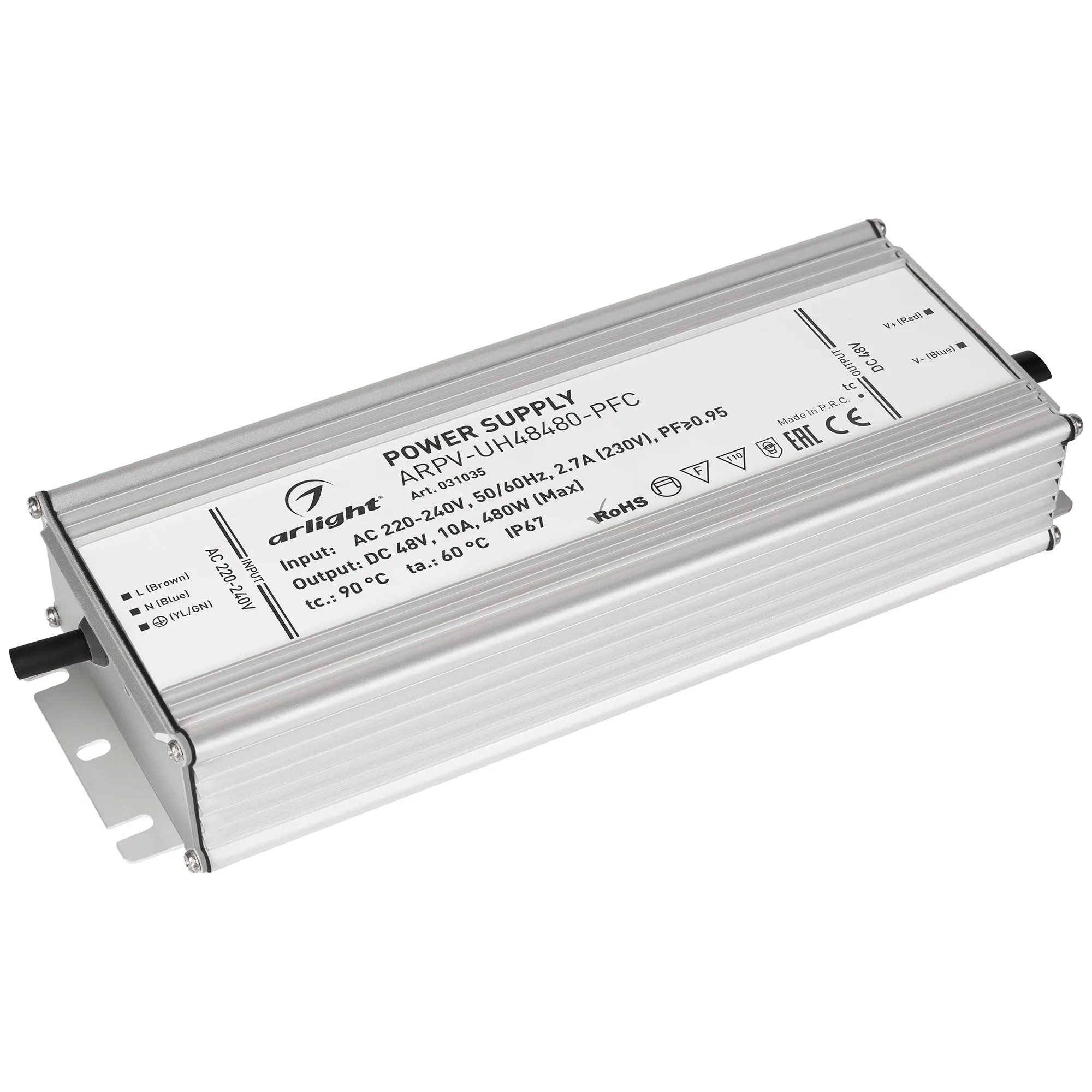 Блок питания ARPV-UH48480-PFC (48V, 10A, 480W) (Arlight, IP67 Металл, 7 лет) - изображение товара