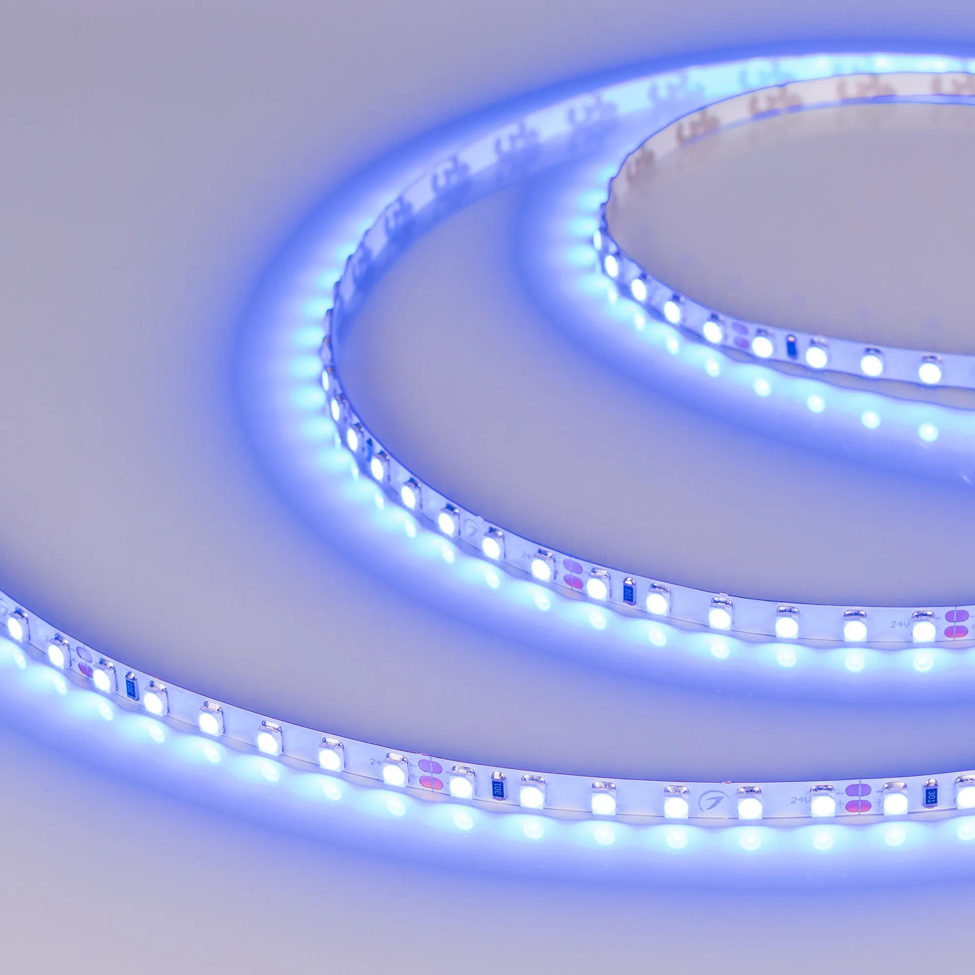Лента светодиодная RT-A120-5mm 24V Blue (9.6 W/m, IP20, 5m) (Arlight, 9.6 Вт/м, IP20)