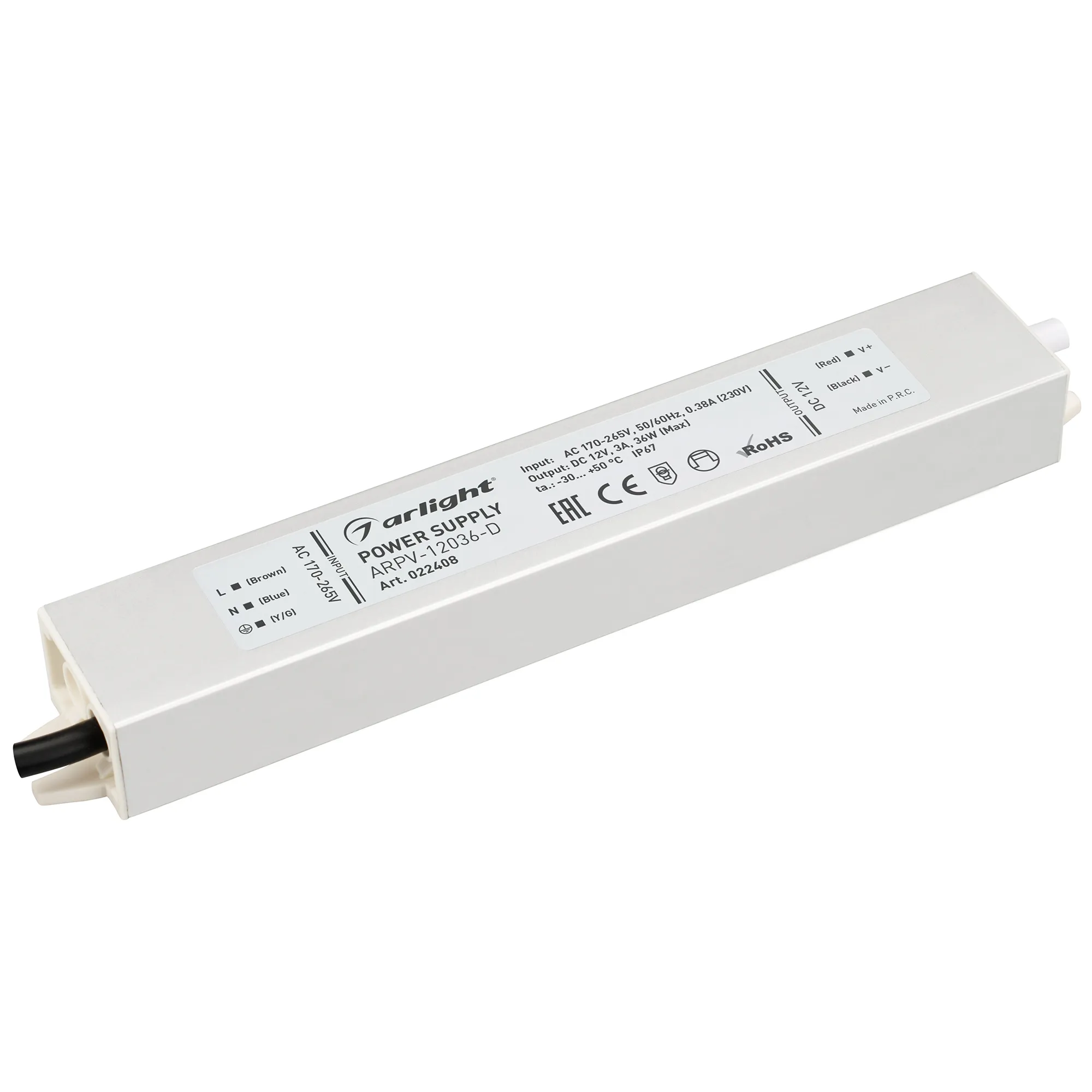Блок питания ARPV-12036-D (12V, 3.0A, 36W) (Arlight, IP67 Металл, 3 года) - изображение товара