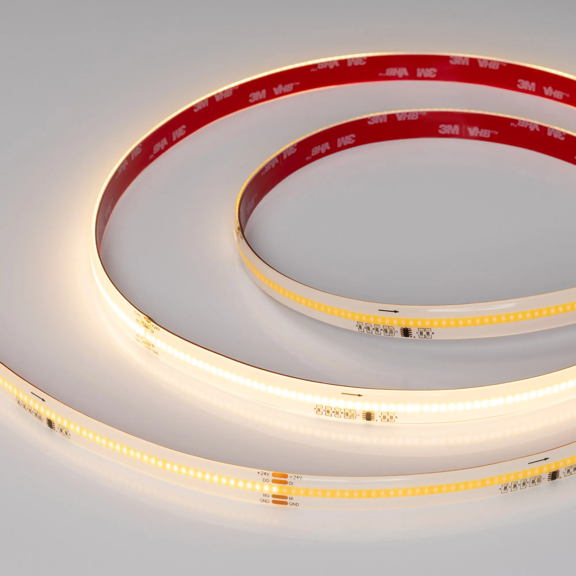 Лента светодиодная герметичная SPI-COB-SE-X378-12mm 24V Warm2700-PX63-BPT (7 W/m, IP65, 5m) (Arlight, бегущий огонь)