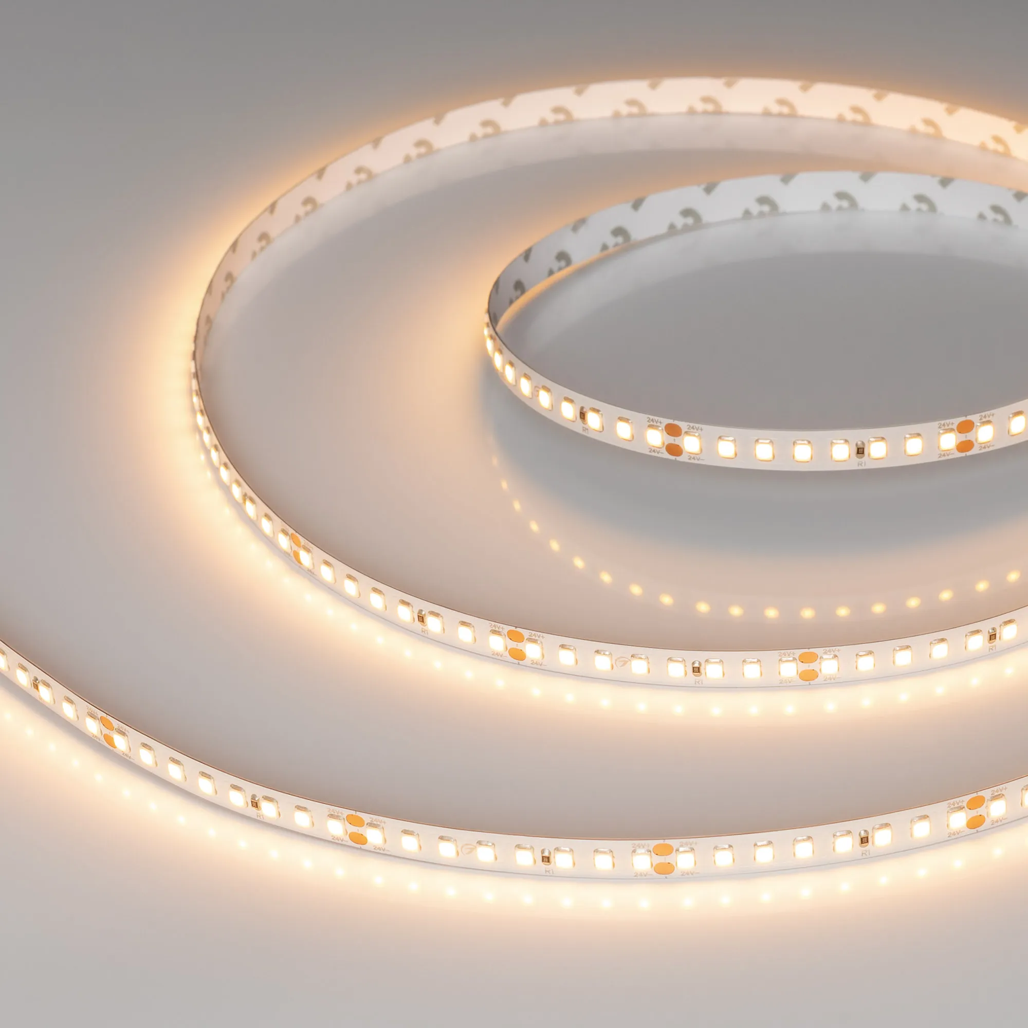 Лента светодиодная RT-A160-8mm 24V Warm2700 (12 W/m, IP20, 2835, 50m) (Arlight, высок.эфф.150 лм/Вт) - изображение товара