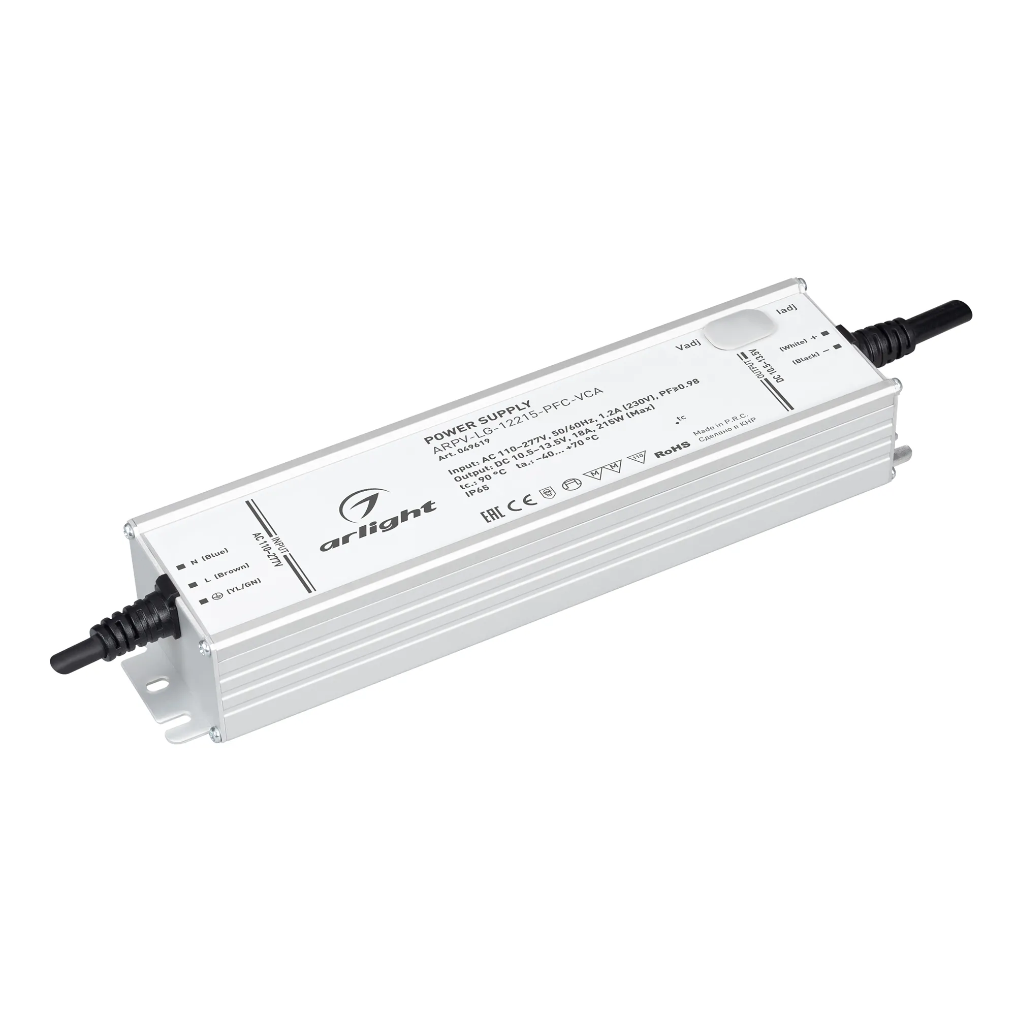 Блок питания ARPV-LG-12215-PFC-VCA (10.5-13.5V, 18A, 215W) (Arlight, IP65 Металл, 5 лет) - изображение товара