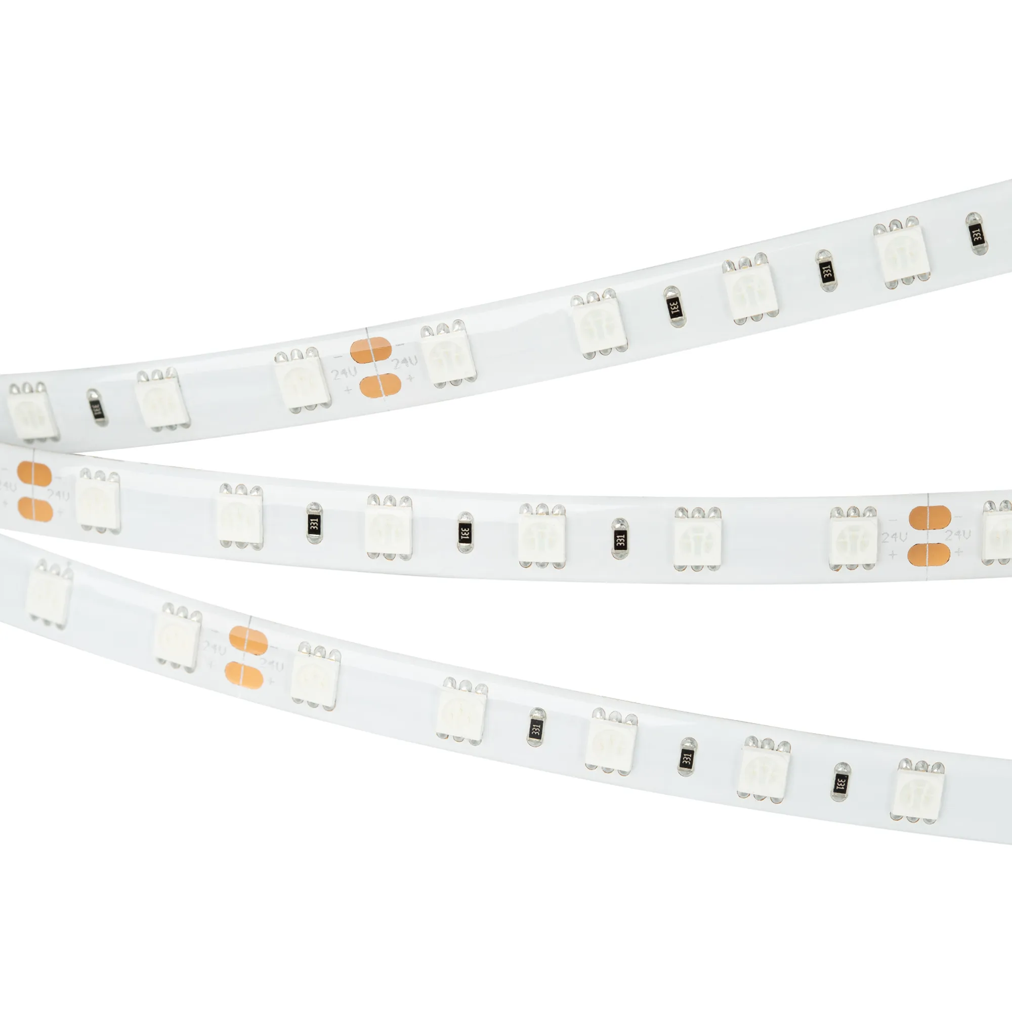 Лента светодиодная RTW 2-5000SE 24V Red 2x (5060, 300 LED, LUX) (Arlight, 14.4 Вт/м, IP65)