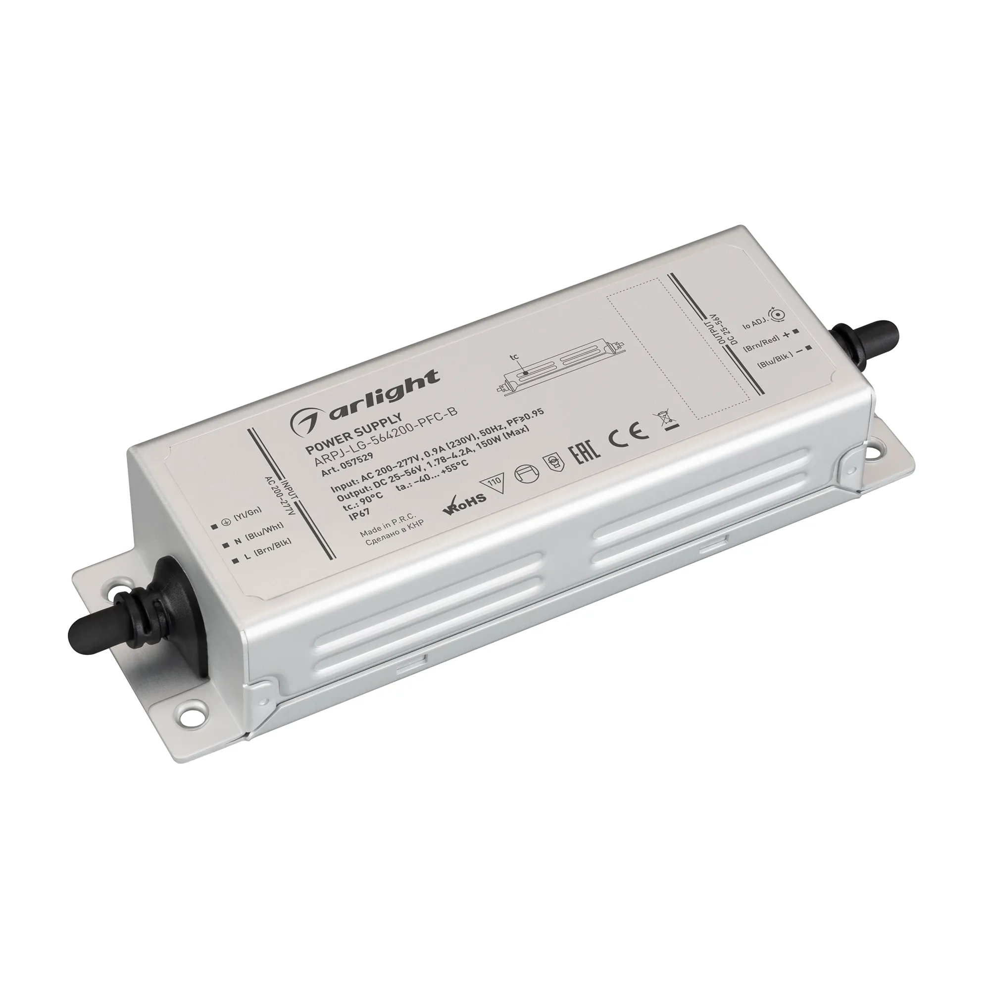 Блок питания ARPJ-LG-564200-PFC-B (150W, 25-56V, 1.78-4.2A) (Arlight, IP67 Металл, 5 лет) - изображение товара