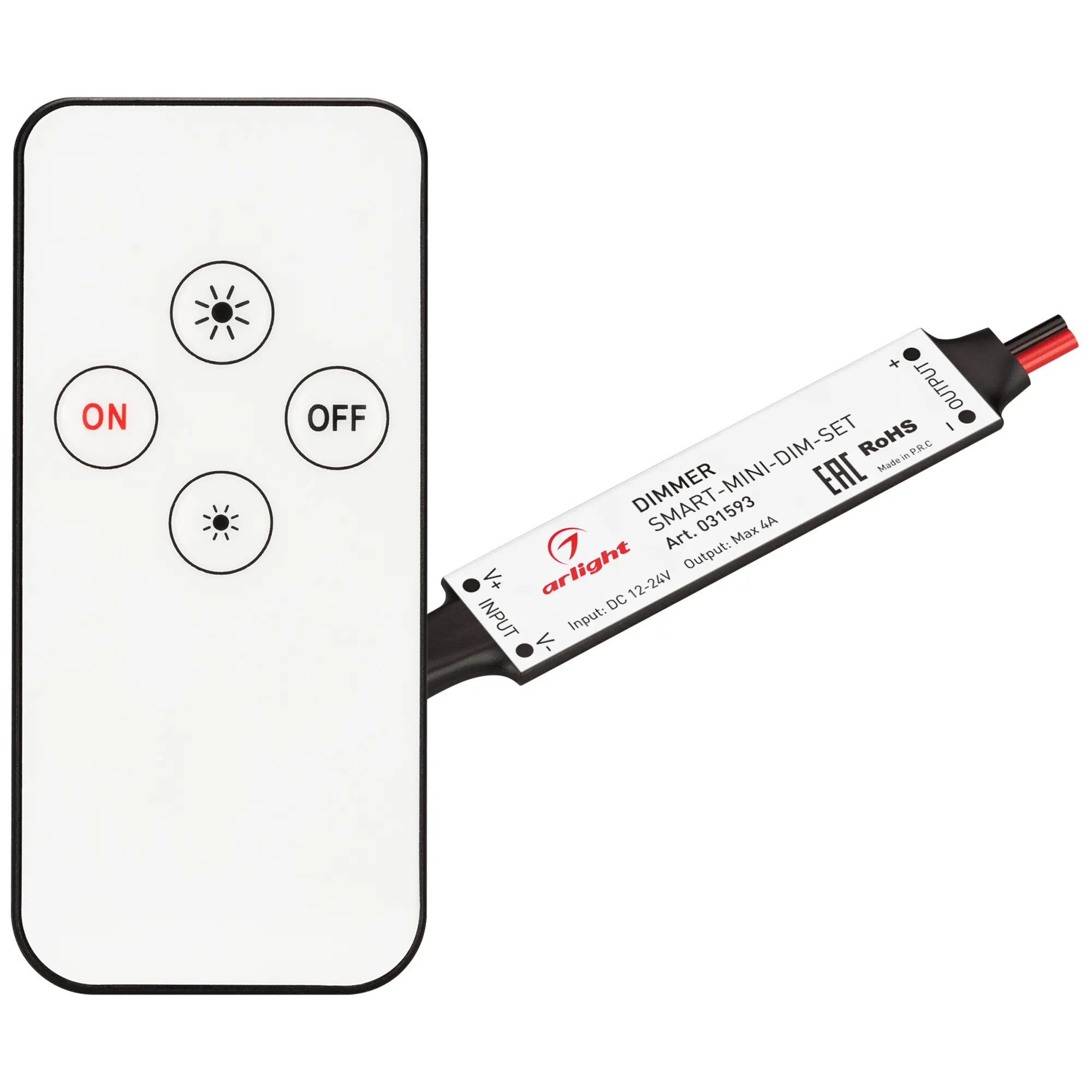 Диммер SMART-MINI-DIM-SET (12-24V, 1x4A, ПДУ 4кн, IR) (Arlight, IP20 Пластик, 5 лет) - изображение товара