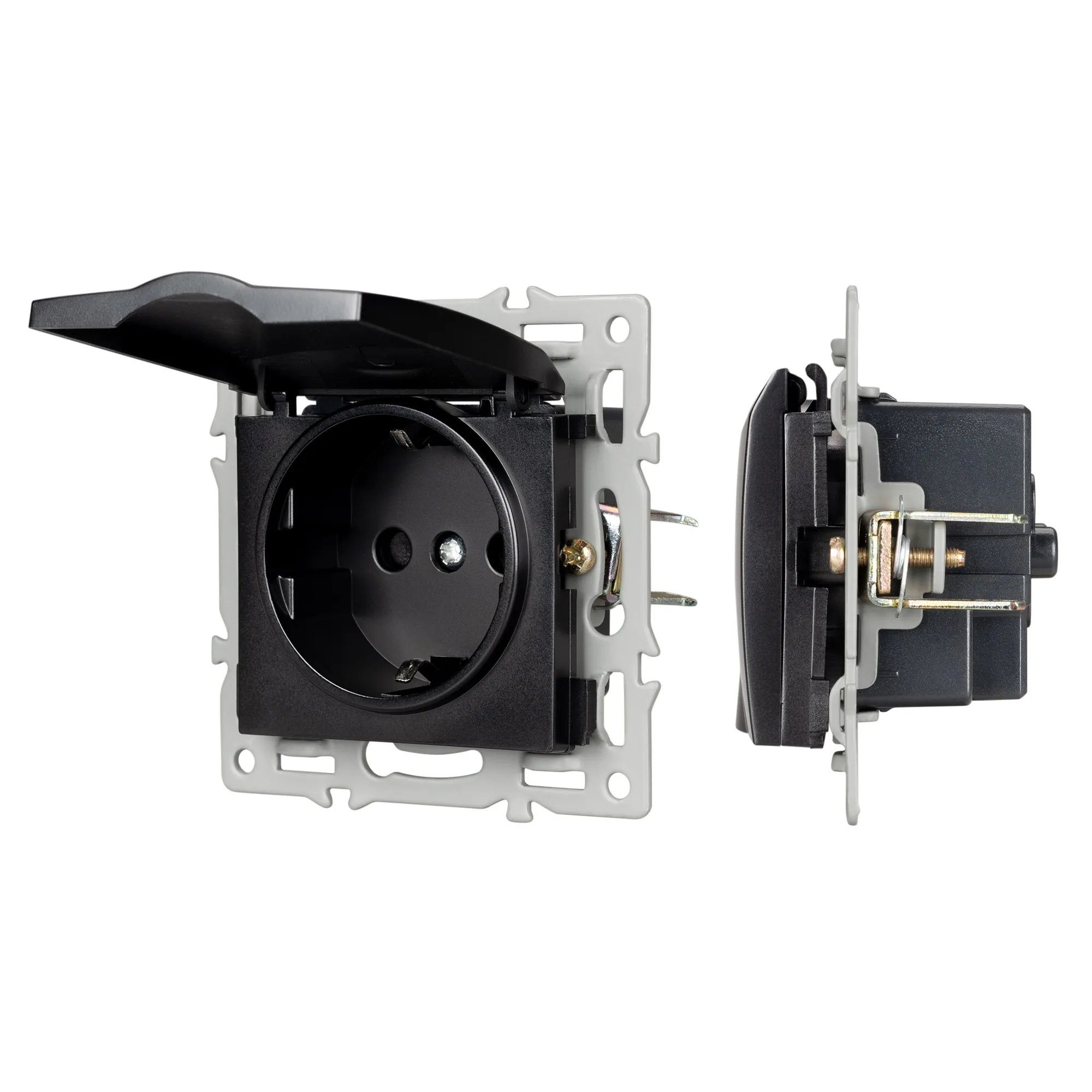 Механизм розетки влагозащищённый SCT-MCP-PL-BK (250V, 16A) (Arlight, -) - изображение товара