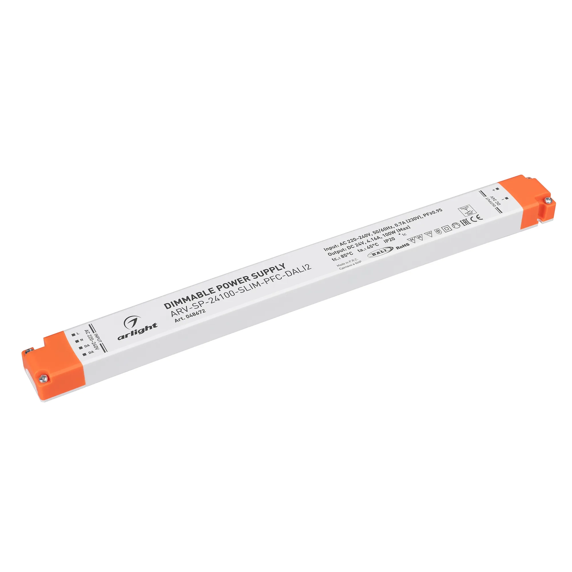 Блок питания ARV-SP-24100-SLIM-PFC-DALI2 (24V, 4.16A, 100W) (Arlight, IP20 Пластик, 5 лет) - изображение товара
