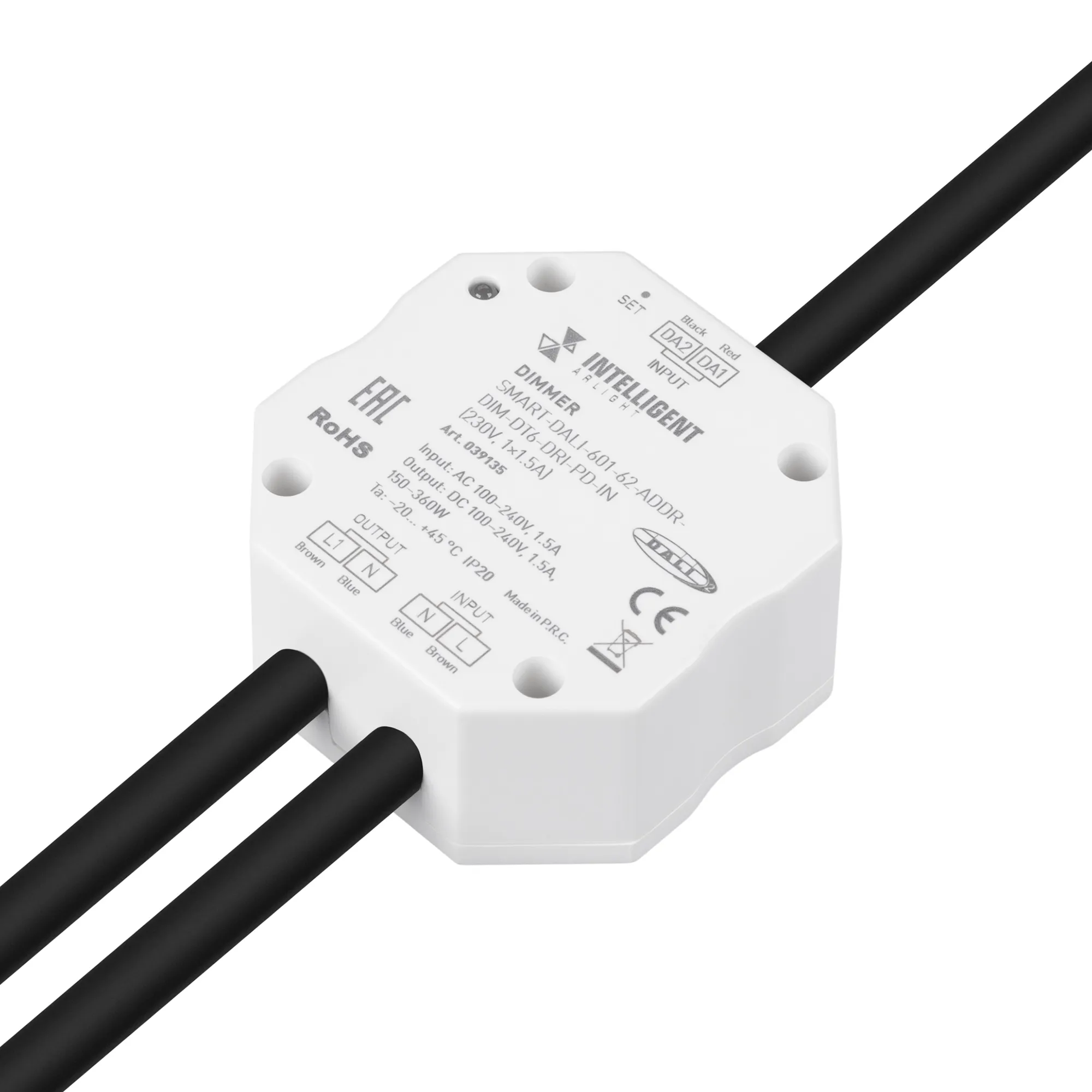 INTELLIGENT ARLIGHT Диммер SMART-DALI-601-62-ADDR-DIM-DT6-DRI-PD-IN (230V, 1x1.5A) (IARL, IP20 Пластик, 5 лет) - изображение товара